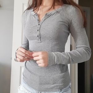 Medium-grey Ribbed Henley